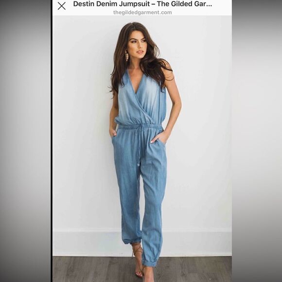 NWOT Denim Jumpsuit - Picture 2 of 8